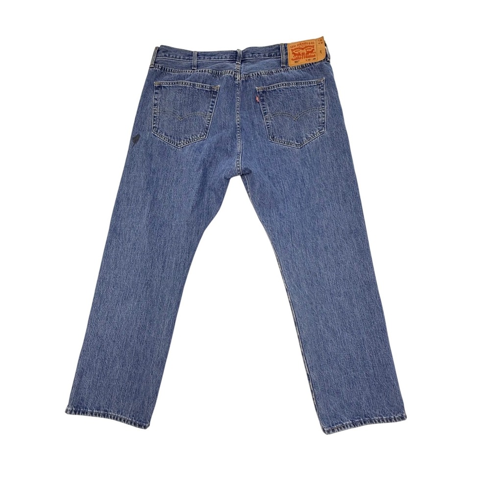 Levis 501 Original Fit Mens Jeans W40 L29 Blue Denim Straight Leg Button Fly - Picture 4 of 10